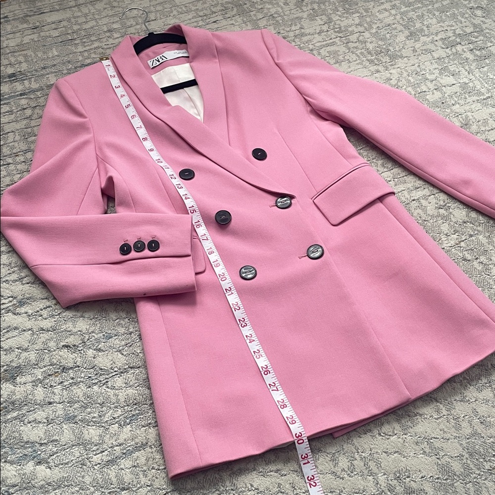 Zara Blush Pink Double-Breasted Blazer - Picture 9 of 12